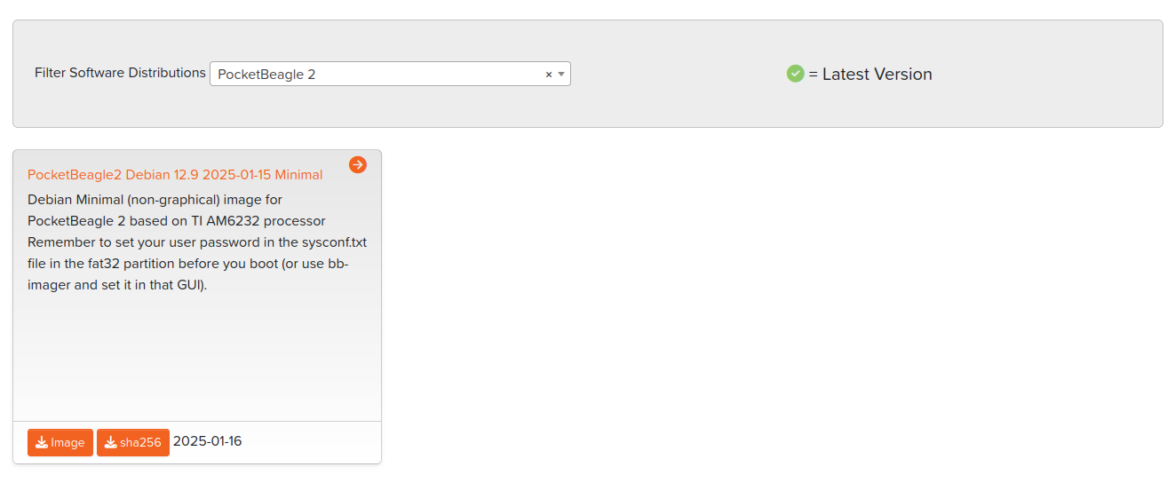 pocketbeagle 2 distro selection